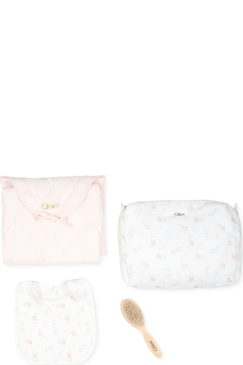 Chloé Accessories & Gifts for Baby Boys Chloé White Set For Baby Girl With Logo