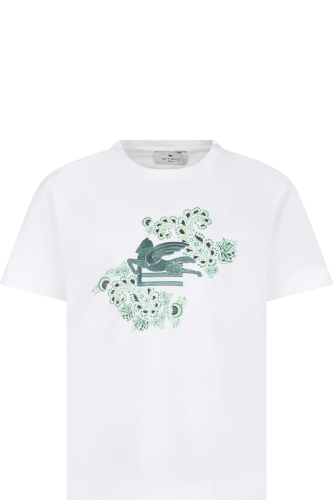 Etro for Kids Etro White T-shirt For Kids With Logo And Paisley Pattern