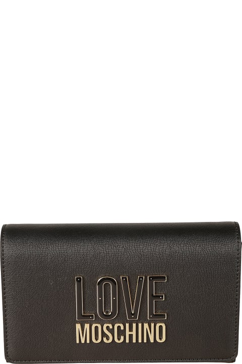 Love Moschino for Women Love Moschino Logo Embossed Flap Shoulder Bag