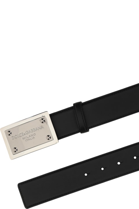 Belts for Men Dolce & Gabbana Logo Leather Belt