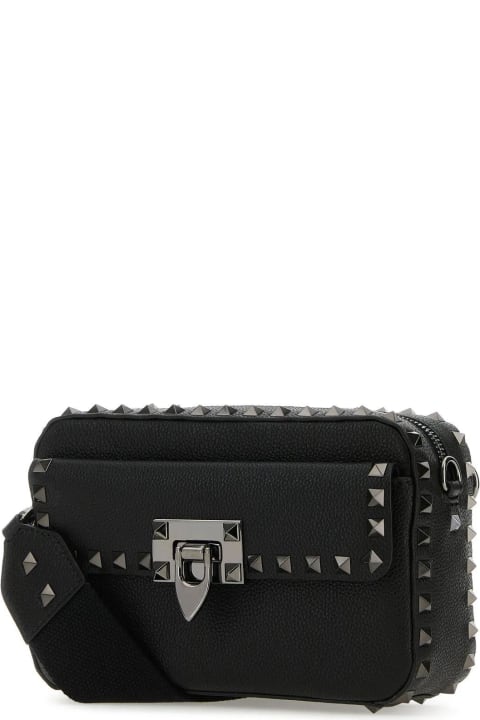 Valentino Garavani for Women Valentino Garavani Black Leather Rockstud Crossbody Bag