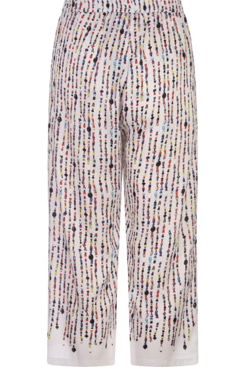 Fashion for Women MSGM White Trousers With Multicolour Bead Print