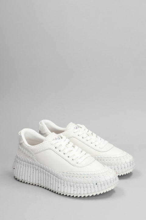 Chloé Wedges for Women Chloé Nama Sneakers In White Leather