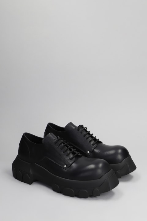 Lace Up Bozo Tractor Lace Up Shoes In Black Leather