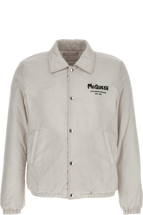 Coats & Jackets for Men Alexander McQueen Logo Print Down Jacket