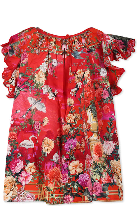 Homeware Camilla Red Top For Girl With Floral Print