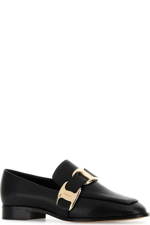 Ferragamo Black Leather Limania Loafers