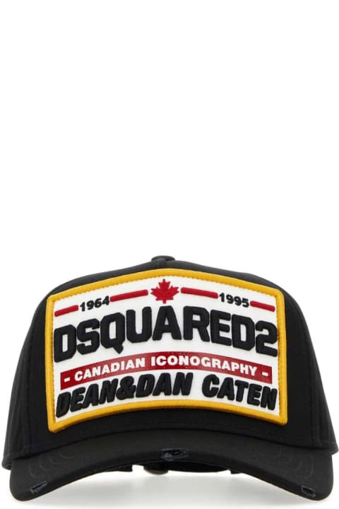 ウィメンズ Dsquared2のヘアアクセサリー Dsquared2 Black Cotton Baseball Cap