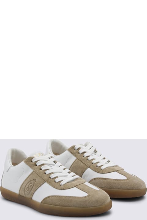 Tod's White And Beige Leather Sneakers