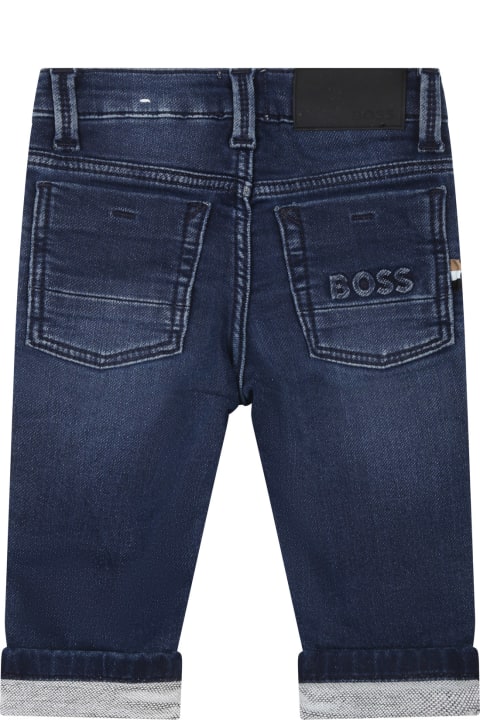 Bottoms for Baby Boys Hugo Boss Blue Jeans For Baby Boy With Logo