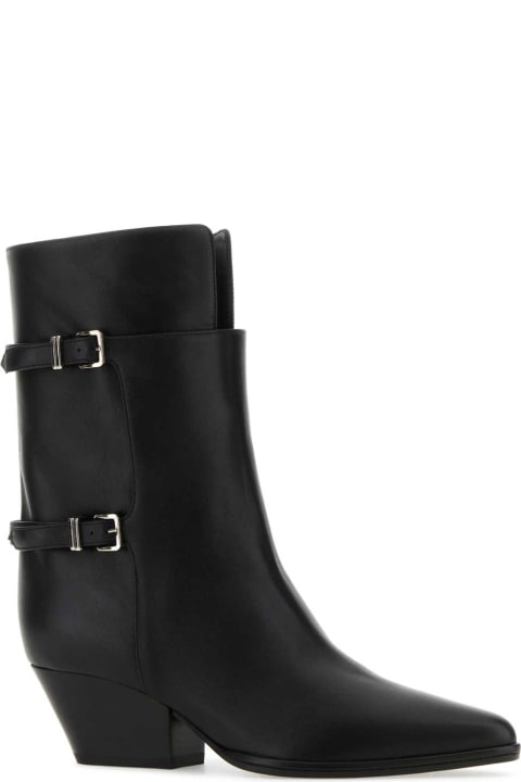 Sergio Rossi Boots for Women Sergio Rossi Black Leather Thalestris Ankle Boots
