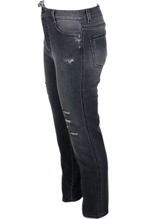 Homeware Ermanno Scervino High-waisted Stretch Denim Jeans With Fake Tears