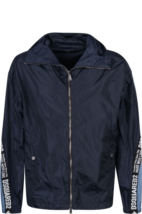Coats & Jackets for Men Dsquared2 Logo Sided Zipped Windbreaker