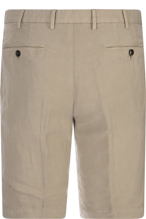 Beige Lyocell And Cotton Bermuda Shorts