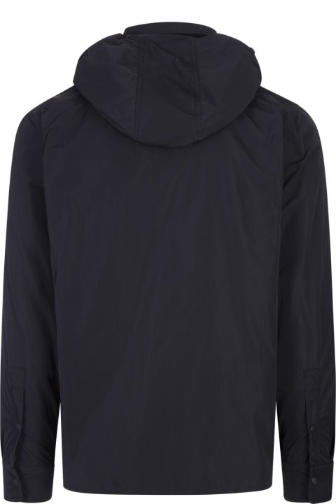 Aspesi Coats & Jackets for Men Aspesi Black Hooded Shirt Jacket
