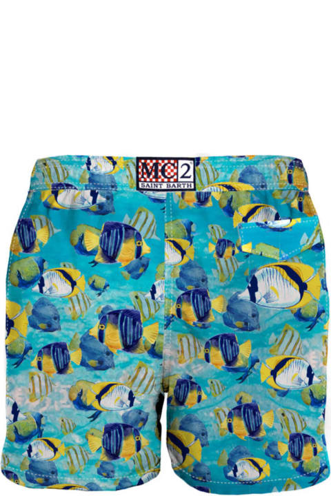 Fashion for Women MC2 Saint Barth Light Fabric Man Swim Shorts Tropical Fish Print