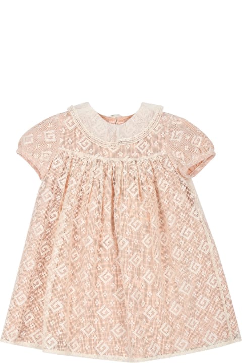 Gucci Clothing for Baby Girls Gucci Pink Dress For Baby Girl With G Quadro Motif