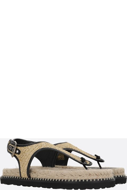 Castañer Sandals for Women Castañer Tamesis/104 Thong Sandals In Raffia And Smooth Leather