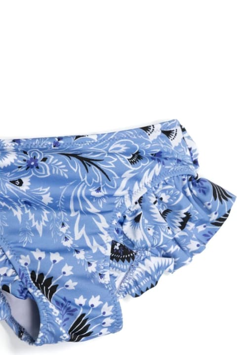 Swimwear for Girls Etro Light Blue Bikini With Ruffles And Paisley Motif