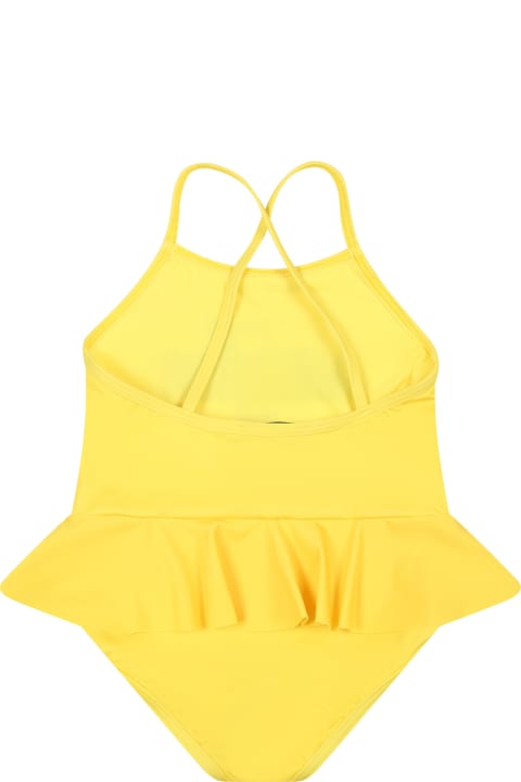 Fashion for Baby Girls Moschino Yellow Swimsuit For Baby Girl With Teddy Bear And Marine Animals