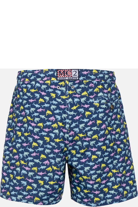 Homeware MC2 Saint Barth Man Lightweight Fabric Swim-shorts Lighting Micro Fantasy With Shark Print