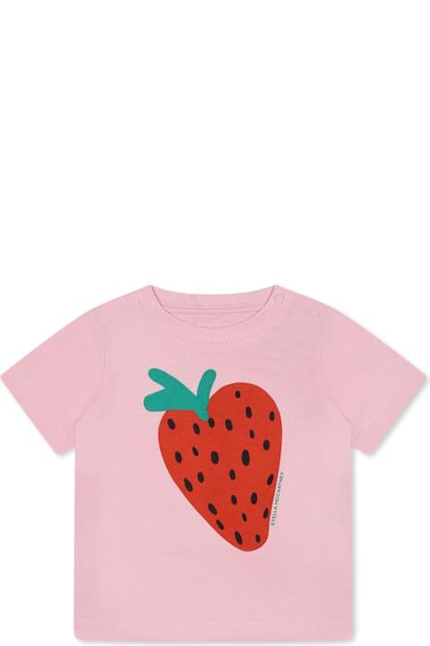 Homeware Stella McCartney Kids Pink T-shirt For Baby Girl With Strawberry