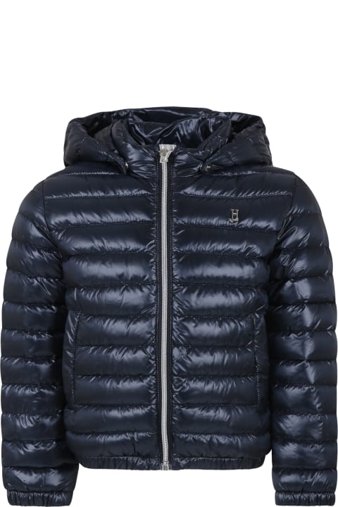 Herno for Kids Herno Blue Down Jacket For Boy With Logo