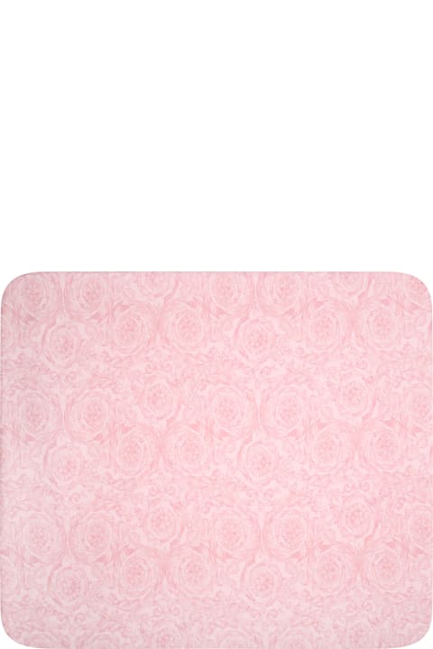Versace Accessories & Gifts for Baby Boys Versace Pink Baby Girl Blanket With Baroque Print