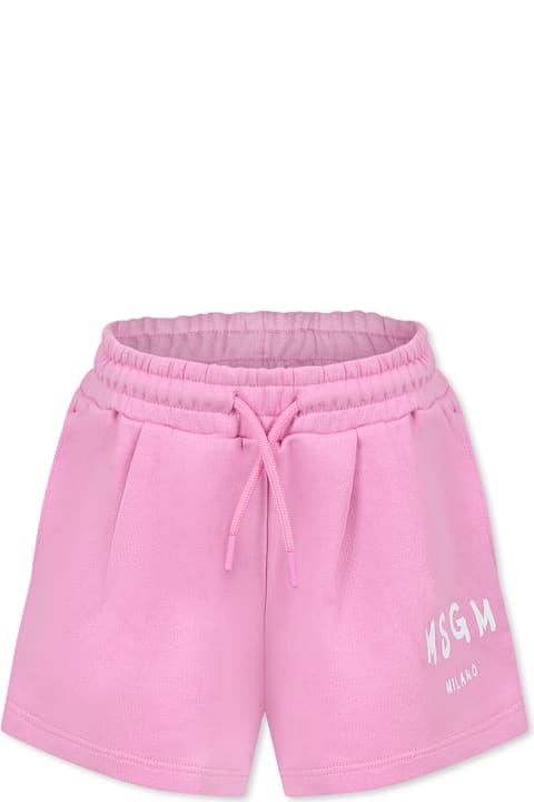 Homeware MSGM Pink Shorts For Girl With Logo