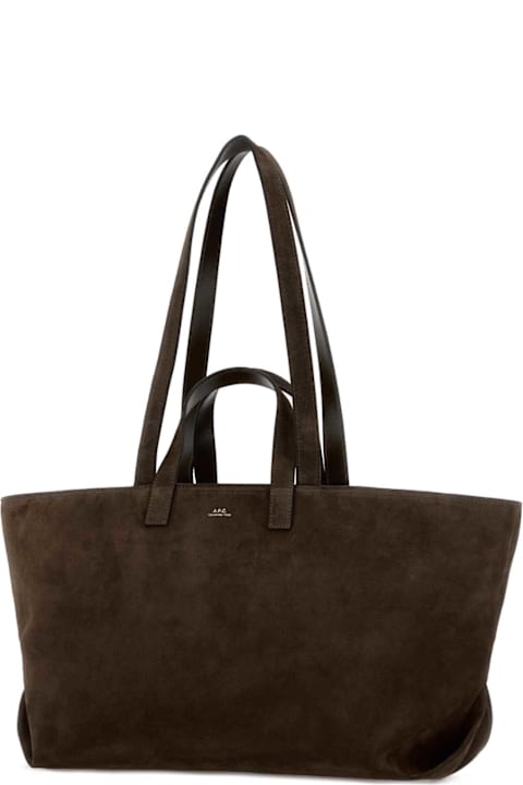 A.P.C. for Kids A.P.C. Dark Brown Suede Le Drummer Shopping Bag