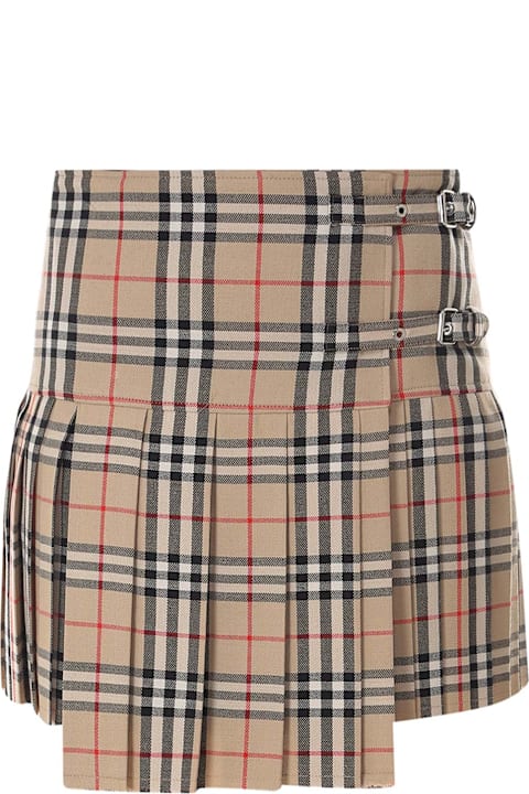 Homeware Burberry Wool Skirt With Iconic Print