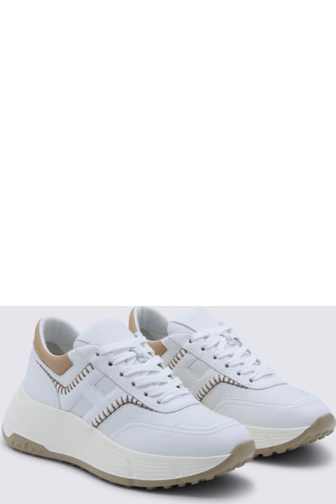 Hogan White And Beige Leather Hi-fi Sneakers