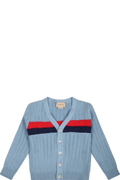 Gucci Clothing for Baby Boys Gucci Light Blue Cardigan For Baby Boy
