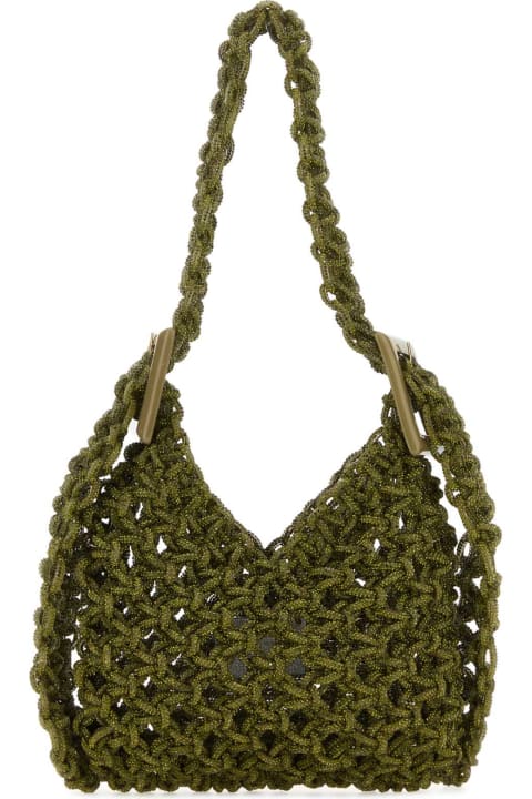 Hibourama Bags for Women Hibourama Army Green Mesh Vannifique Bucket Bag