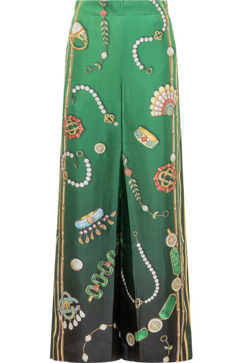 Casablanca Pants & Shorts for Women Casablanca Green Silk Trousers