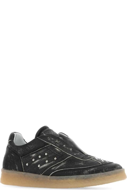 ウィメンズ新着アイテム MM6 Maison Margiela Black Leather Sneakers