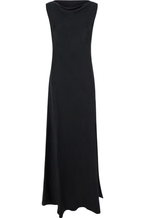 Antonelli for Women Antonelli 'montereal' Black Long Dress With Draped Neck In Satin Woman