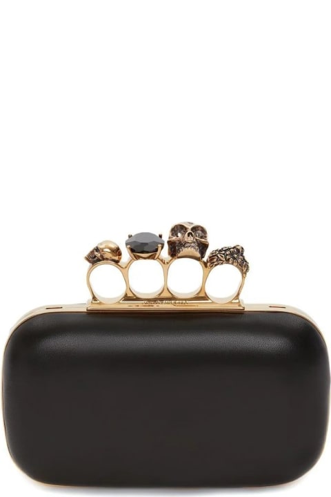 Bags for Women Alexander McQueen Knuckle Clutch With Chain In Black