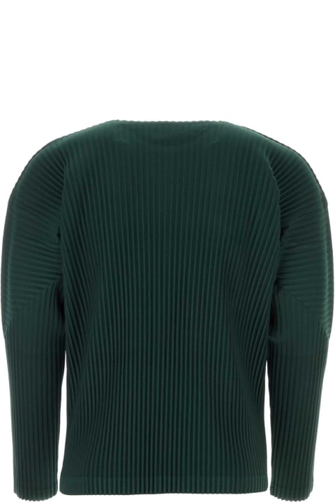 Homme Plissé Issey Miyake Sweaters for Men Homme Plissé Issey Miyake Emerald Green Polyester T-shirt