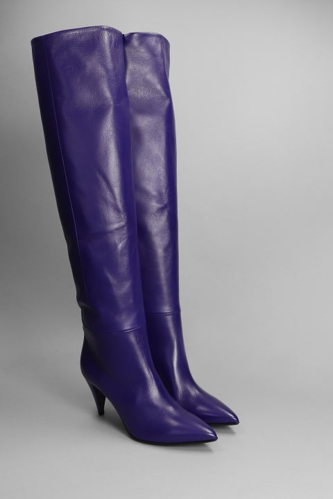 High Heels Boots In Viola Leather