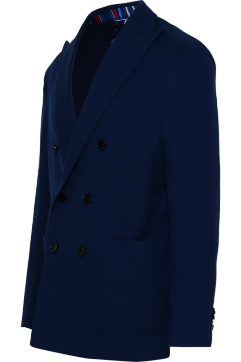 Etro for Men Etro Blue Cotton Blend Blazer Jacket