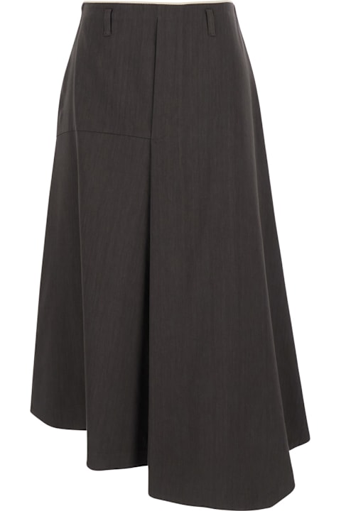 Tela for Women Tela 'sweet' Brown Asymmetric Skirt With Side Zip Closure In Linen And Viscose Blend Woman