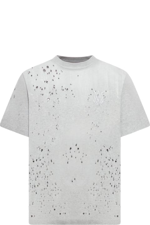 AMIRI ملابس علوية لـ القسم الرجالي AMIRI Ma Shotgun Embroidered T-shirt