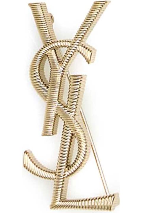 Brooches for Women Saint Laurent Gold Metal Cassandre Brooch