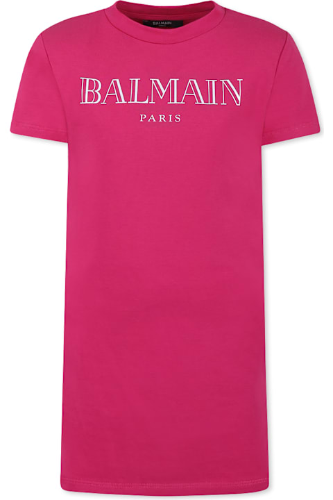 Balmain for Girls Balmain Fuchsia Dress For Girl With Logo