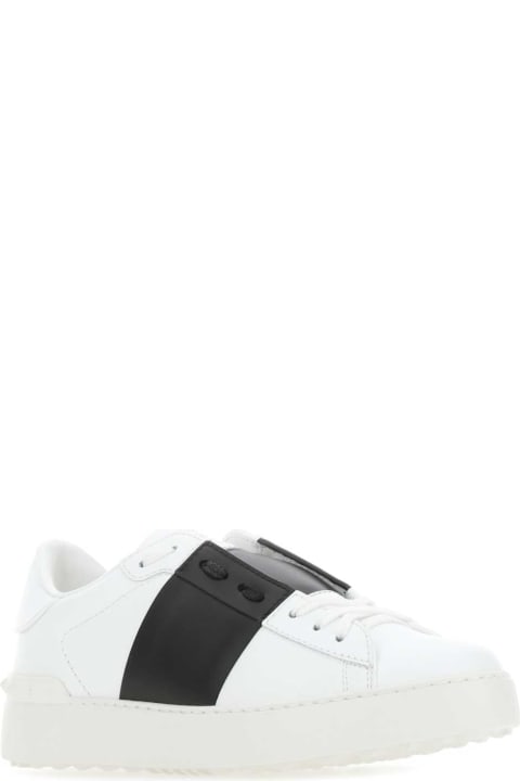 Valentino Garavani Shoes for Men Valentino Garavani White Leather Open Sneakers With Black Band