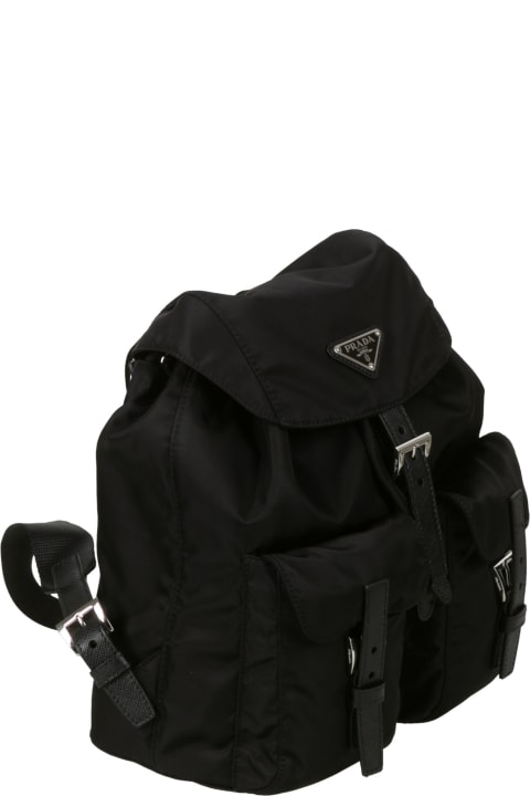 Triangle Logo Patched Buckled Backpack