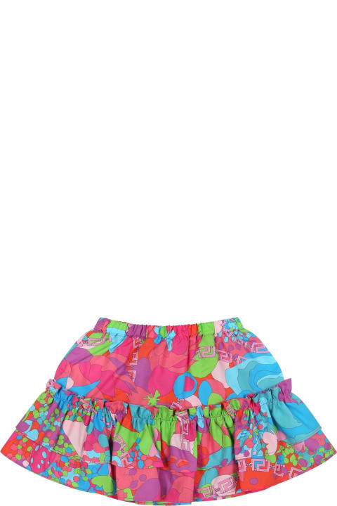 Versace Kids Versace Multicolor Skirt For Girl With Logo And Print