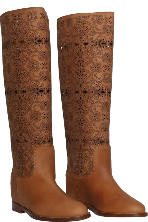 Fashion for Women Via Roma 15 Brown Perforated Boots