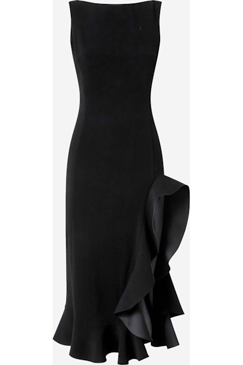 Pinko Stretch Viscose Dress With Ruffles